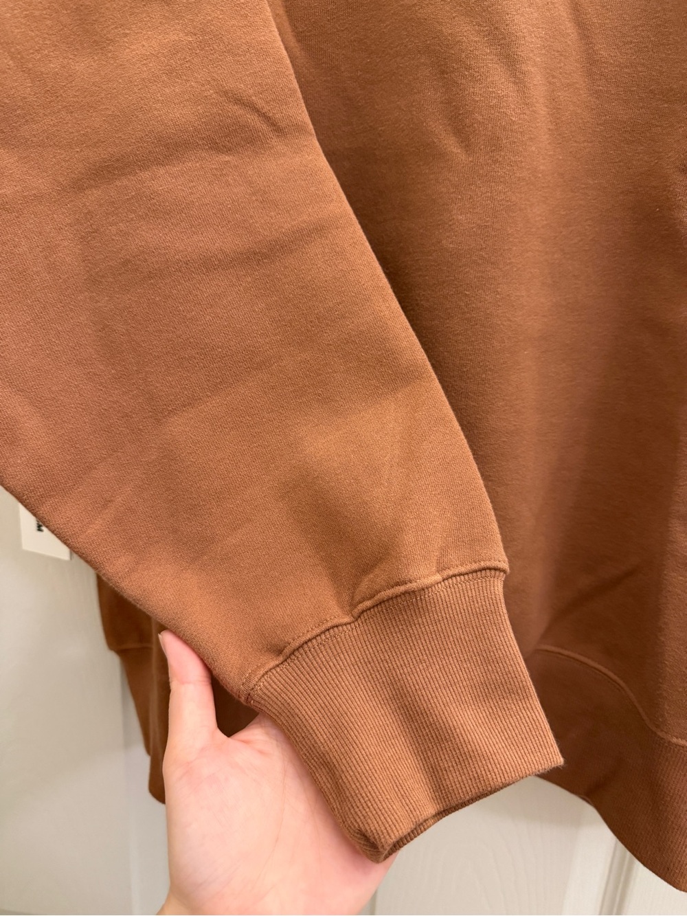 Aritzia TNA Sweatfleece Cozy Fleece Boyfriend Fit Crewneck Sweatshirt in Teddy B - Picture 4 of 9